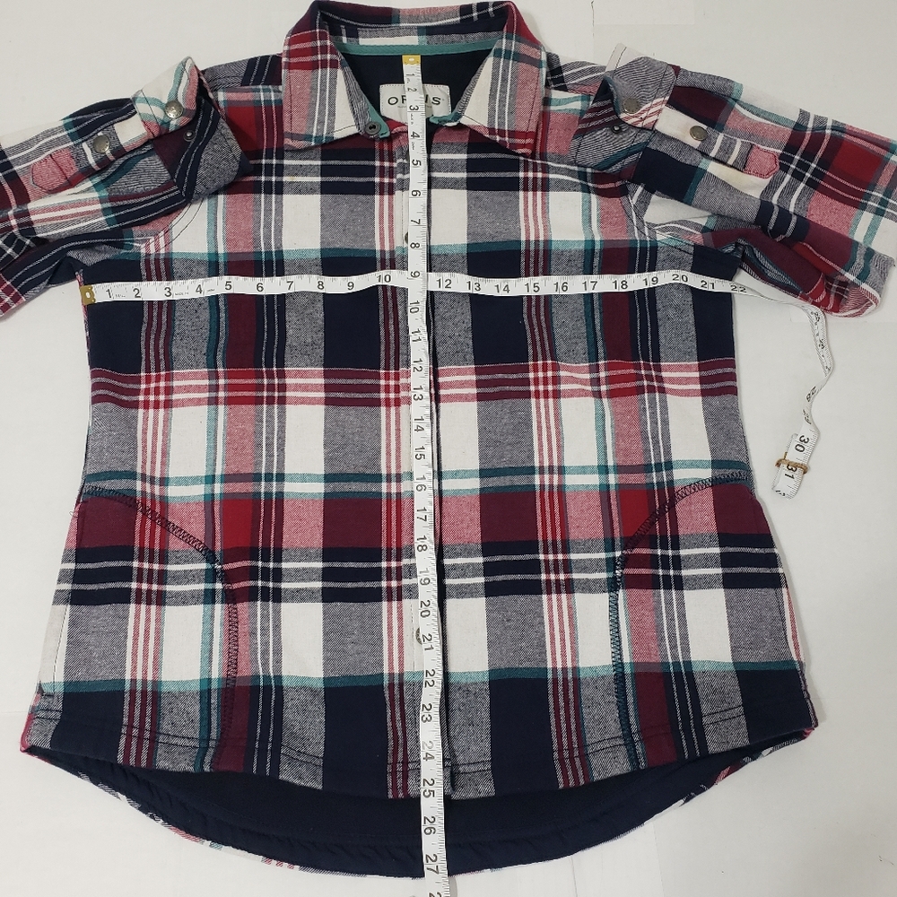 Orvis long-sleeved window checker plaid flannel shirt Women's large red white - Picture 6 of 11